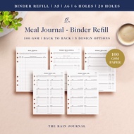 Meal Journal / Meal Tracker / Food Tracker - A5 Planner Refill, A6 Planner Refill, Fitness Planner