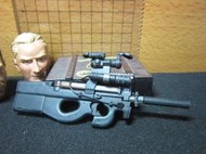 B2兵工裝備 mini模型1/6特勤重裝款滅音型P90衝鋒槍一把(附瞄準鏡組) LT:9850