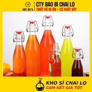[COMBO of 3 PCS] Slim Glass Bottle 250ml 500ml 750ml 1000ml Sealed Cap for Drinks, Honey, Juice