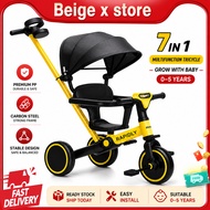 Beige Kids strollerToddler 5 in 1mode Children Bike Balance 3 Wheels Balance Bicycle Multifunctional