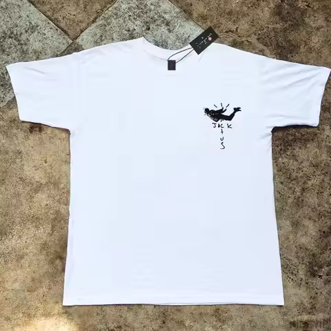 100% Cotton T Shirt Men Fashion Hip Hop T Shirts cactus jack Loose Short Sleeve Fans Gift Tops men L