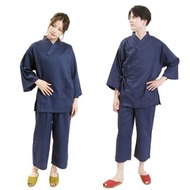日本 和服 作務衣 套裝 日式 休閒 室內服 甚平 睡衣 S/F/LL 深藍
