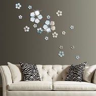 wholesale 18Pcs Mirror Wall Stickers Flower Wall Sticker DIY Acrylic 3D TV Background Art Mural Deco