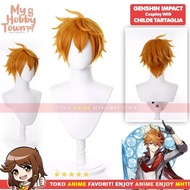 Wig Cosplay Anime Game Childe Tartaglia Rambut Palsu Fatui