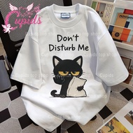 Cupids Cupids Edgy Don't Disturb Cat Pillow Aesthetic Loose Fit Drop Shoulder Shirt