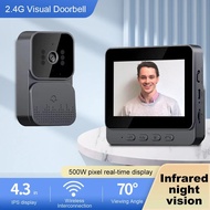 MCYJR Video Doorbell Video Intercom Wireless Door Bell 1080P IR Night Vision Doorbell Camera 2.4G 4.3inch IPS Screen for Home Security HXJTR