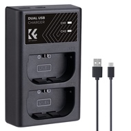 K&F Concept LP-E6/LP-E6N/LP-E6NH Dual Slot Fast Camera Battery Charger, Micro USB/Type-C Charging fo