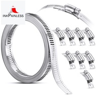 【2024】304 Stainless Steel Worm Clamp Hose Clamp Strap with Fasteners Adjustable 11.5 Feet