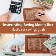 2025 Upgrade-Money Saving Box,Cash Vault Wooden Savings Box,Money Saving Box with Numbers and Target