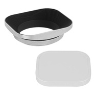 Haoge LH-EW2 49mm Square Metal Screw-On Lens Hood with Shade Design Cap for Canon, Nikon, Sony, Lei