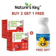 [KKM&HALAL] Nature’s Key Vegan Apple Cider Vinegar Gummies (ACV) with Folic Acid Vitamin B6 B12 Pome