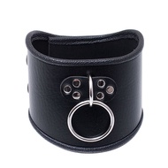 【HOT】♀ Leather BDSM Bondage Posture Neck Collar With Pull Adjustable Rings Slave Harness Sex