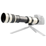 treee Telescope Lens White with 420-800MM Super Telephoto Zoom F/8.3-16 Manual Focusing for Canon EF