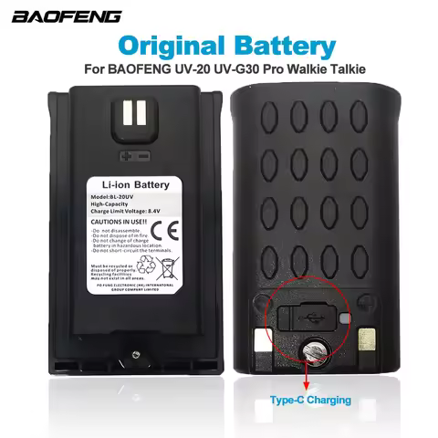 BAOFENG Walkie Talkie UV-20 Original Li-ion Battery BF-UV20 UV-G30 PRO Two Way Radios Extra Battery 