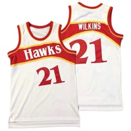 IMPORTED EMBROIDERED ATLANTA HAWKS 21 DOMINIQUE WILSON WHITE BASKETBALL JERSEY