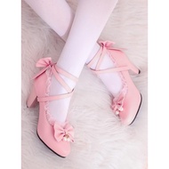 kasut budak perempuan kasut raya perempuan Lolita 41-42-43 Lolita Medium Big Kids High Heels