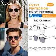 [LOCAL SELLER] Cyxus Photochromic Sunglasses for Women and Men Metal Square Frame Blue Light Glasses