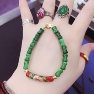 italy flower beads & jade bracelet