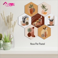 Dine Wood Wall Decoration Walldecor 7in1 Hexagonal Leaves Pot Pastel Aesthetic Room Decoration