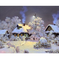✓₪ Landscape Winter Printed 11CT Cross-Stitch DIY Embroidery Patterns DMC Threads Handmade Painting Craft Sewing Floss Stamped