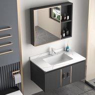 Aluminum Bathroom Cabinet Basin Set Cosmetic Storage Mirror Box Ceramic Basin Sink Waterproof Cabinet