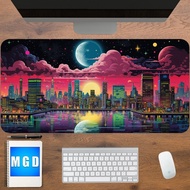 Colourful city by night desk mat, new york desk mat, large city mousepad, colourful desk accessory, XL gaming mousepad, large LED desk mat