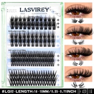 Lasvirey Cluster Lashes Kit DIY Fluffy Lash Clusters 4 IN 1 Mixed Full Set Individual Eyelashes Exte
