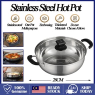 Stainless Steel Hot Pot Shabu Induction Cooker Gas Stove Compatible Soup Pot Various Size Periuk Bes