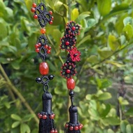 吊墜扇墜摺扇掛飾腰部掛飾瑪瑙繩藝流蘇穗子掛件 夜的琉璃與火焰