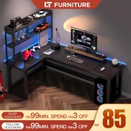 Premium Carbon Fiber L Shape Table Gaming Table 140/160/180CM Home Office Table Computer Table with 