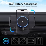 Magsafe 15w Wireless Car Charger Mount Foldable Phone Holder for Iphone 15 16