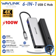 Wavlink ฮับ C 6-In-1 USB พร้อม Hdmi 4K 30Hz Usb 3.0อะแดปเตอร์กิกะบิตยูเอสบีอีเธอร์เน็ต USB C รองรับเ