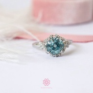 Natural Blue Zircon 2cts Silver925 ring, Promise ring, birth stone, gift for her