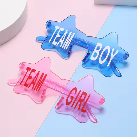 2pcs Gender Reveal Star Glasses, Team Girl Team Boy, For Gender Reveal Party Baby Shower Photo Props