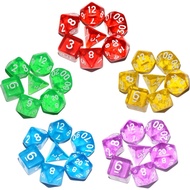 DND Dice 5×7 Sets, 35Pieces Transparent Rainbow Polyhedral DND Dice for RPG MTG Table Game Dice