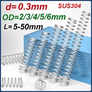 【MX】Small spring SUS304 compression spring d0.3mm OD2/3/4/5/6mm length 5-50mm