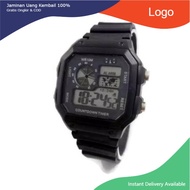 COD Jam Tangan Pria Digital Strap Rubber QQ1200 Kotak Masa kini dan trend