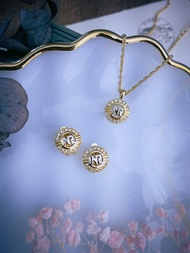 Nina Ricci 行星 經典logo套組 耳環項鍊－歐美古董首飾 Vintage