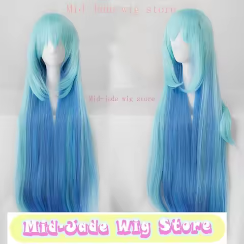 Mid-jade Store Unisex Konosuba Aqua Cos Wig Synthetic Heat-Resistant Fiber Valorant Jett Hallowen Co