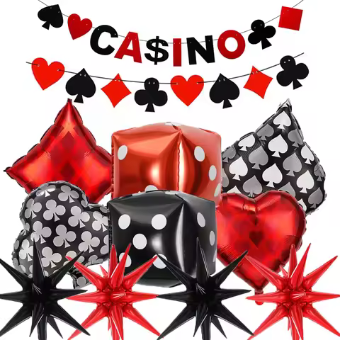 Casino Theme Party Decoration Poker Balloons Cube Dice Foil Balloon Las Vegas Birthday Party Casino 