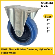 KOHL Caster Elastic Rubber Wheel with Nylon Core (Swivel Fixed) (4" 5" 6" 8")