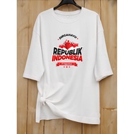 MERAH CHERON - Red and White T-shirts for Indonesian Independence Day, HR9 Oversize Slit Distro for 