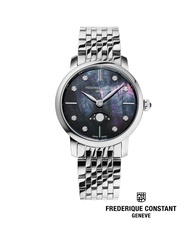 Frederique Constant นาฬิกาข้อมือผู้หญิง Quartz FC-206MPBD1S6B Moonphase Diamonds Slimline Ladies Watch