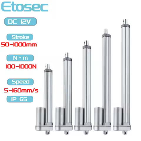Etosec 12V IP65 Linear Actuator Waterproof 2000N 100mm 350mm 500mm 900mm 1000mm Stroke Solar Tracker