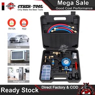 AC Manifold Gauge Set | Refrigerant Charging Tool for R22, R134a, R410a with Pressure Gauge