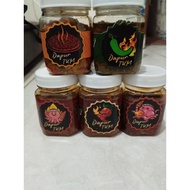 Anchovy chili sauce, shrimp paste chili sauce, green chili sauce, baby squid chili sauce