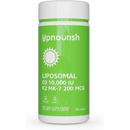 UpNourish Liposomal D3 K2 Vitamin 10000 IU D3 and K2 MK-7 200 mcg - 365 Vitamin D3 k2 (Vitamina D3 c