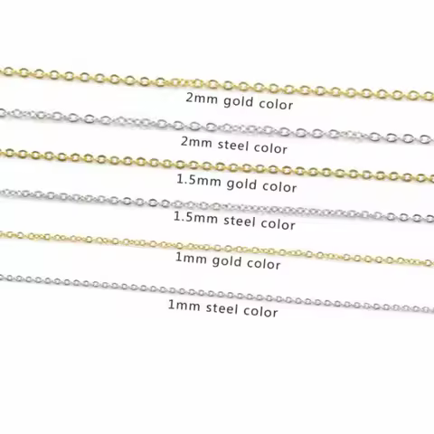 20 Pieces / Batch 304 Stainless Steel Necklace Link Necklace 1mm 2mm Thick Chain Link 45cm/50cm/60cm