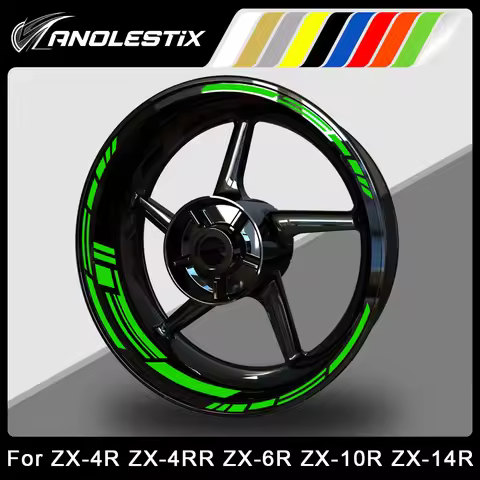 AnoleStix Reflective Motorcycle Wheel Sticker Hub Decal Rim Stripe Tape For Kawasaki Ninja ZX4R ZX4R