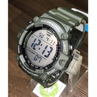 Latest ! Casio AE-1500WHX-3A Army Green Extra Large Digital Display 10 Years Battery Life Jogging Sports Watch AE-1500